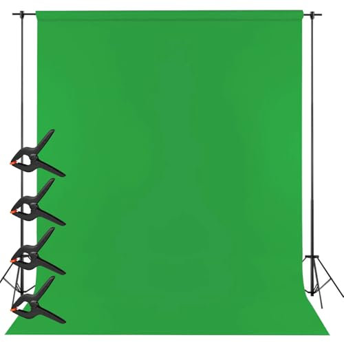 WIYETY 300 x 300 cm Fondo de pantalla verde: fondo de pared de fotos lavable, fondo de pantalla verde para fotografía de vídeo y televisión, con 4 clips de fondo para fotos de 4 pulgadas, sin soporte