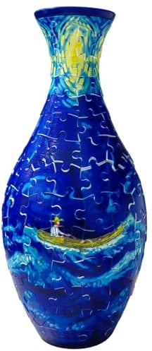 3D Arts Puzzle Vase for Adults, 160 Pieces Arc Design Puzzle Flower Vase, Multipurpose Flower Jigsaws Detachable Puzzle Planter for Flower Arrangement Office Home Table Decoration(Style C)