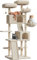 Arbre à Chat Multi-Niveaux,167cm Tour pour Chats d'intérieur Taille 9KG+,avec Condominium,Perchoirs en peluche, Poteaux à gratter en sisal, Hamacs,Panier,Boule d'enchevêtrement,Plateforme, #2204-Beige