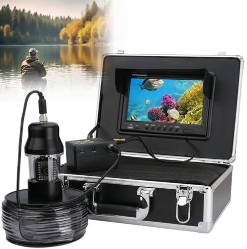 Underwater Fishing Camera with 7 Inch Fish Finder Waterproof Fishing,Fish Finder Camera 1000TVL, LED IP68 Camera With Adjustable 38 LEDs,Fish Finder System Kit for Ice Lake Boat Fishing 50m