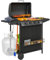 Outsunny Barbacoa de Gas BBQ Gas con 4+1 Quemadores 12 kW Barbacoa Portátil con Termómetro Mesa Lateral Estante Especiero Parrilla Recogedor de Grasa 2 Ruedas para Jardín Exterior Camping Negro