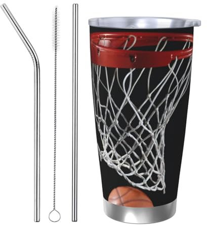 FZGGWYHL Tasse à café isotherme avec motif de basket-ball de 591 ml