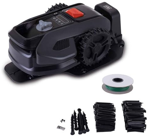 Scheppach Black Edition Rasenmähroboter RRMA500APP brushless | Rasenfläche 500 m² | Schnittbreite 160 mm | Schnitthöhe 20 – 50 mm | Steigungen bis zu 25% möglich | inkl. Zubehör