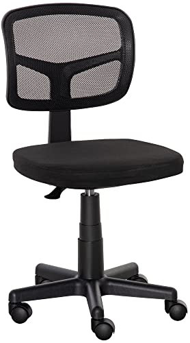 Vinsetto Small Office Chair without Arms, Ergonomic Swivel Mesh Desk Chair with Curved Back and Wheels, Height Adjustable, for Home Vanity Computer Dressing Table Study Bedroom, Holds Up to 120 kg
