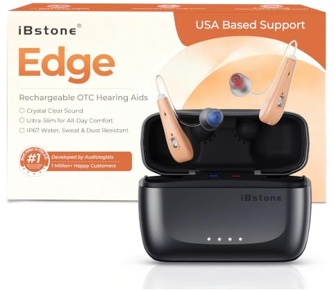 iBstone Audífonos Edge para adultos mayores, calidad de sonido superior, IP67 impermeable y resistente al sudor, duraderos para deportes al aire libre, lluvia y sudor, carga rápida de 1.5 horas