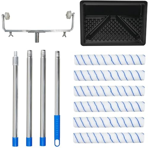 TINMAGI 45 cm Faroller Set, 6 Farbrollen, Verstellbarer Rahmen 36-60 cm, Abnehmbarer Stange 160 cm und Großer Farbwanne