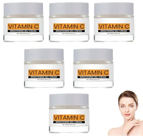 Vitamin C Facial Cream, Gentle Nourishing, Brightening and Moisturizing, Smooth Fine Lines and Wrinkle, Improve Dry Skin, Strengthen the Barrier, Double Soothing, For All Skin Types (6pcs)