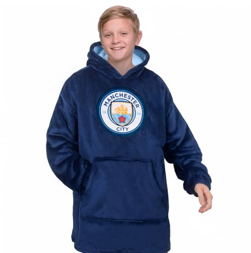 MANCHESTER CITY Kids Oversized Hoodie Blanket Sherpa Fleece Official Gift