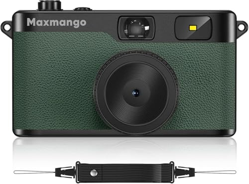 Maxmango D53 Fotocamera Digitale Compatta Senza Schermo, 12 MP Filtro DIY, Videocamera Vintage con Scheda SD da 8 GB Memoria Per 4000 Foto (Verde)