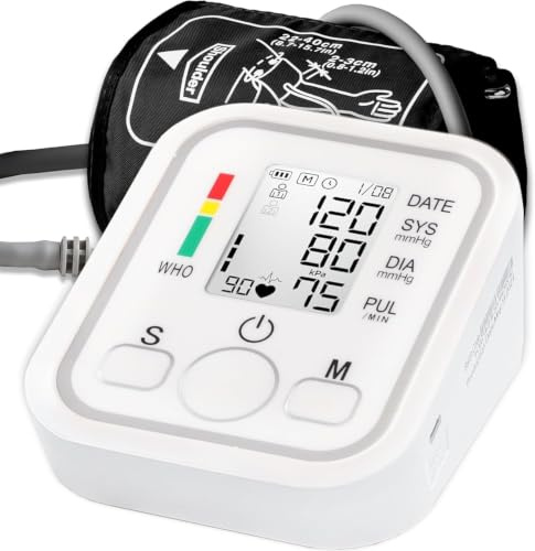 Blood Pressure Monitors Large Cuff Size 22-36cm - Blood Pressure Machine with Cuff for Upper Arm - Heart Rate Hypertension Monitor for Home Use - Blood-Pressure Monitor LCD Display - No Cable & Batt