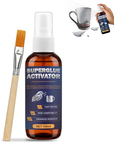 Super Glue Activator Spray, Superglue Activator Spray, 100ml | Instantly Forms a Transparent Adhesion Layer, Enhanced Adhesion, Suitable for Plastics, Metals, Glass etc