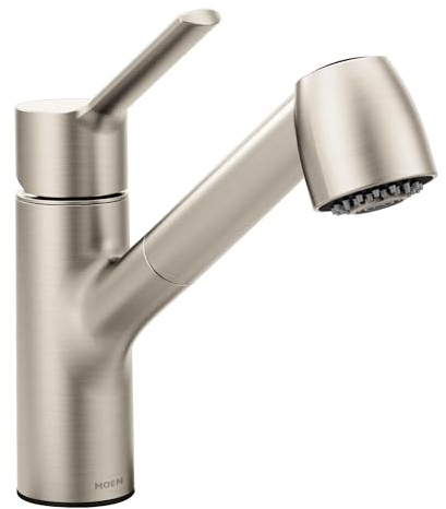 Moen Method Spot Resist Stainless Steel One-Handle Pullout Kitchen Faucet with High Spray Pressure, Kitchen Sink Faucets with Pull Out Sprayer, 7585SRS