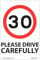 30 Mph Speed Signs - Vinyl Stickers, [A4, 3 X Pack, White Background] Ideal For Wheelie Bins