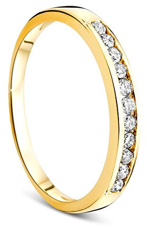 OROVI Damen-Ring Memoire Hochzeitsring GelbGold 14 Karat (585) Brillianten 0.20 carat Verlobungsring Diamantring