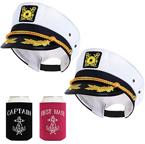 NJ Novelty - Yacht-Kapitän Hut, Boot Seemann Schiff Skipper Cap Erwachsene Kostüm Zubehör (Yacht Hüte & Coozies)