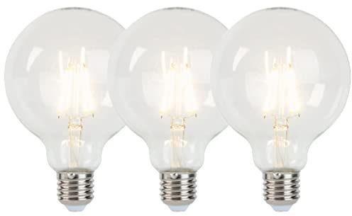 LUEDD Set of 3 E27 dimmable LED Filament Lamps G95 5W 470 lm 2700K
