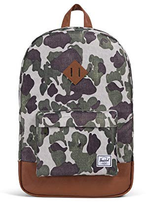 Herschel Unisex-Erwachsene Heritage Rucksack, Kunstleder Frosch camo/Hellbraun, Einheitsgröße