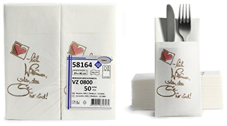 AROBA 800x Airlaid Besteckservietten (Muster willkommen, 39x40 cm) - Hochwertige Serviettentaschen - Fertig gefaltete Bestecktaschen - Stoffähnliche Airlaidservietten