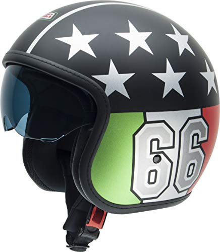 NZI Rolling3 Sun Grafik Offenes Gesicht Motorradhelm, Matt Italomade, Größe XXL