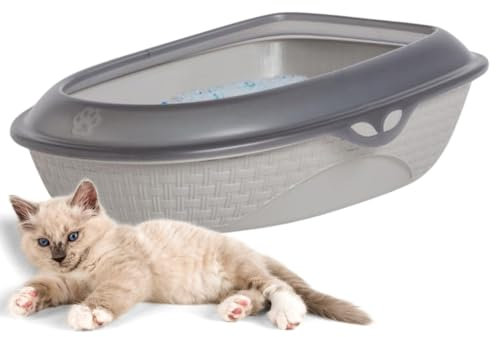 Bama Spa Katzentoilette XXL 60 cm Rattan Optik Katzenklo Katzen Schalen Toilette WC Rand