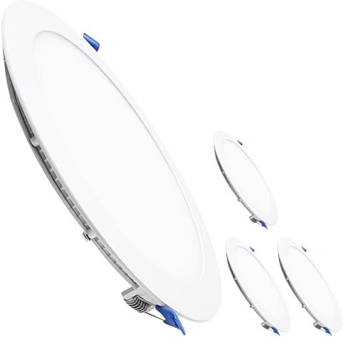 LED ATOMANT Packung mit 4 LED Einbaustrahler Downlight Rund Flach 225mm 20W, CCT (Farbwahlschalter Warmweiß, Neutralweiß oder Kaltweiß), Durchmesser 205mm, 1800 Lumen, Inklusive Treiber