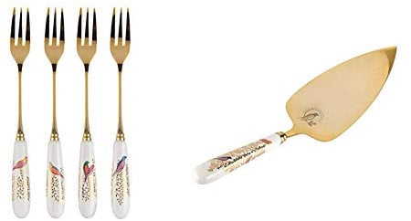 Sara Miller for Portmeirion Chelsea Pastry Forks Set of 4, Ceramic Multi-Colour, 170 x 140 x 35 cm & Miller for Portmeirion Chelsea Cake Slice, Ceramic Multi-Colour, 280 x 100 x 45 cm