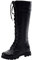 LUXMAX Stivali Alti Fino al Ginocchio Donna Tacco Piatto Stivali Lunghi Stringati Flat Heels Shoes (Nero) - 40 EU