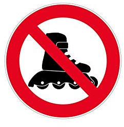 Autocollant Sticker adhesif signalisation Panneau Roller Patin Roulette Interdit