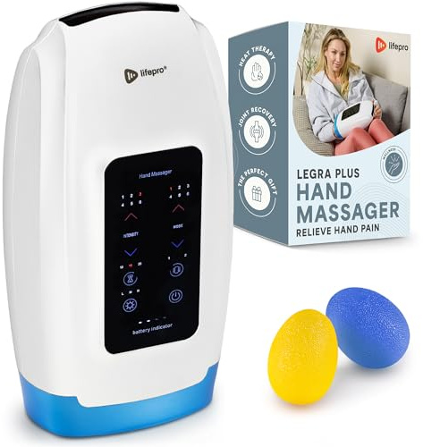 LifePro Legra Plus Hand Massager with Heat and Compression - Finger, Wrist, and Palm Massager with 5 Modes - Pressure Point Therapy for Sensitive Hands, Relaxation, and Comfort