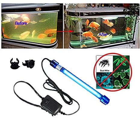 Aquarium UV light Sterilizer Water Clarifier UV Light Clean Green Algae Pet Dog House Bacteria-Killer UV Sterilizer Lamp for Sump Filter Tank Pond Swim Pool Home Sterilization(5W 7inch in length)