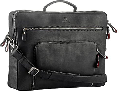 DONBOLSO Bolsa para Portátil 17 Pulgadas San Francisco | Maletin Ordenador Portatil de Hombro | Bandoleras y Bolsas Mensajero para Portátiles y Netbooks | Bolsa de Negocios | Vintage Negro