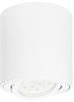 KYOTECH LED Aufputzleuchte Deckenleuchte flach Schwenkbar 230V Aufbau Deckenleuchte inkl. tauschbarem 5W LED Modul 3000K Warmweiß Ø80x84mm LED Aufputz Downlight Matt weiß rund