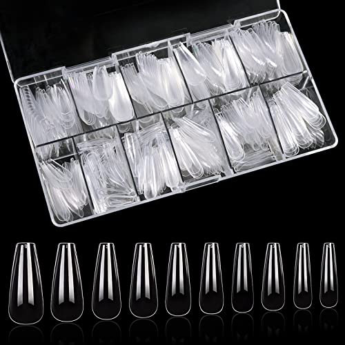 Sularpek 500 Pièces Capsules Ongles, 10 Tailles Différentes Faux Ongles et Capsules, Nail Tips Acrylique Transparent, pour Nail Art Artificiel Ongles avec Boîte Transparente Faux Ongles en Acrylique