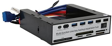 Annadue PC-Frontplatte, Medien-Dashboard, NGFF M.2 MSATA 16 TB OTB One Click Backup Multifunktionaler Desktop-Computer Media-Frontplatte USB-Hub SD-Kartenleser