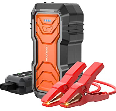 USSUNNY Starthilfe Powerbank, 2000A Auto Batterie Booster für bis zu 8L Benzin & 6L Dieselmotor, 12V Auto Starthilfe mit Batterieklemmen ohne Polarität, Tragbare USB Ladegerät, eingebautem LED Licht