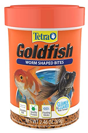 Tetra Goldfish Worm Shaped Bites Fish Food, 2.46 Oz., Complete Food for All Goldfish