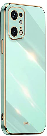 EASSGU Galvanisierter Rahmen Handyhülle für Oppo Find X5 Pro (6.7 Inches), Weiche TPU Silikon Schutzhülle - Grün