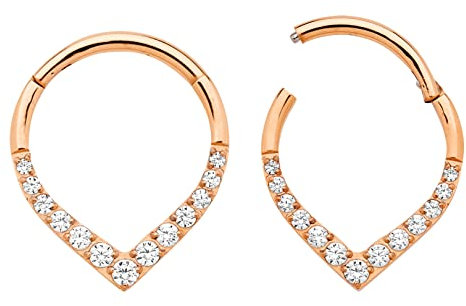 365 Sleepers (10mm) Titan 1,2 mm Tropfenform Kristall Segment Nasenring Hoop Knorpelohrring Septum Clicker Klappbarer Lippen Conch Daith Helix Rook Tragus Body Piercing Schmuck