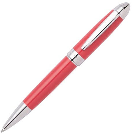 Hugo Boss Kugelschreiber Icon Camel/Chrome aus Messing hergestellt, Farbe: Rot, Abmessungen: 12 x 138 mm, HSN0014P