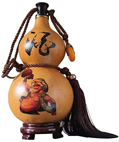 Gourd Sake Water Bottle Pot, Gaara Outdoor Drink Kettle Flagon with Lid, Natural Plant Wine Flask Gourd Handicraft Jug Decor Jar (A(small)20oz)