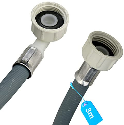Zulaufschlauch Waschmaschine Geschirrspüler 3/4 Zoll Winkel/Gerade inkl. Dichtung Wasserzulaufschlauch universell verwendbar Hersteller unabhängig aus robustem Kunststoff (3m)
