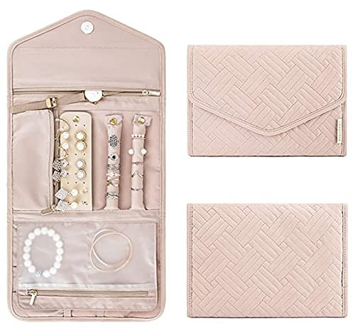 Yuehuamech Reise Schmuck Organizer Fall Faltbare tragbare Schmuck Aufbewahrungstasche Schmuck Fall Roll Bag Umschlag Kupplung für Armbänder Halsketten Uhr Ohrringe Ringe