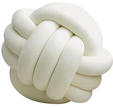 GYCS Weiche Knoten Ball Kissen Knoten Kissen knotenkissen Bett Gefüllte Kissen Wohnkultur Kissen Ball Plüsch Bett deko Werfen gut gut abgedichtet-Padded,Milky White,35cm