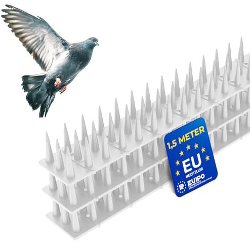 1,5 Meter Taubenabwehr Spikes (3cm Hoch) – UV-beständiger Kunststoff in Weiß, wetterfest, Click-System (3 Stück x 50 cm), 3-reihig Vogelschutz ideal für Balkon und Fensterbank, schnelle Montage