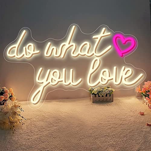 LED Light Board Signs Do What You Love Neon Sign LED Light for Wedding Birthday Bachelorette Party Home Bedroom Shop Bar Wall Decoration,White (Warm White)