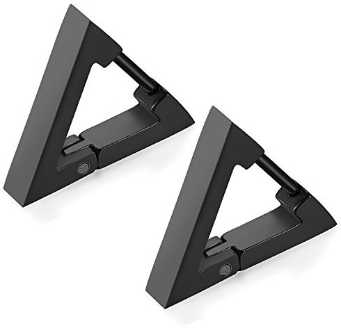 Flongo Creolon Dreieck Ohrringe schwarz klein Ohrstecker eckig dreieckig Edelstahl Schmuck Triangel Geometrisch Ohrschmuck punk Stud Earrings für Damen und Herren
