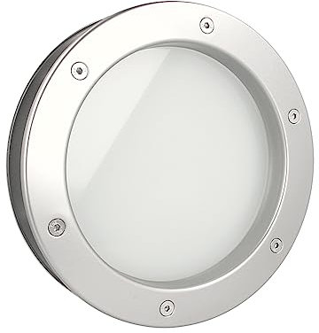 MLS Bullauge B4000, Bullauge für Türen, aus Robustem Aluminium, VSG-Sicherheitsglas, Passend für 40 mm Starke Türen, Beidseitig Sichtbare Befestigungsschrauben, 400 mm Durchmesser, Mattes Glas, Silber