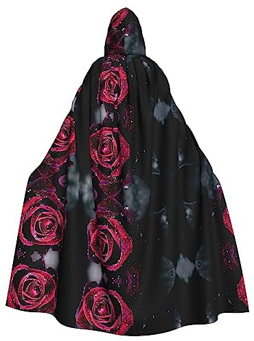 Dew Rose 150 cm Kapuzenumhang Unisex Halloween Umhang für Teufel Hexe Zauberer Halloween Weihnachten Cosplay