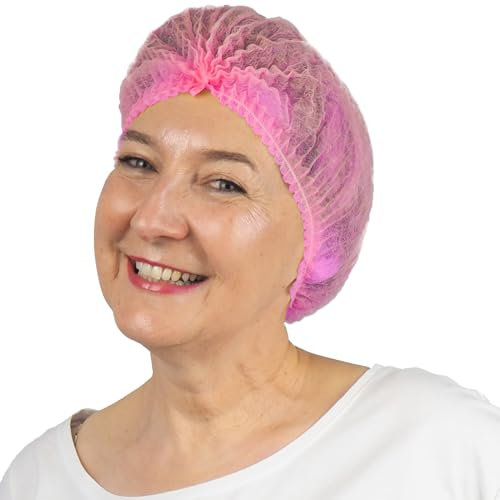 100x ARNOMED® Cuffie Monouso per Capelli 52 CM Rosa, Cuffia Monouso per la Testa, Copricapo per Chirurgiche, Doccia & Igiene -Cuffie Usa & Getta Capelli, Retine per Capellii Alimentari