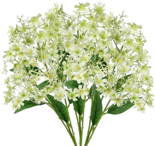 3PCS künstliche Blumen wie echte dekorative Blume Hellgrün Daphne Blossom 72CM Lange Stiele biegsame gefälschte Blumen Zweige für Blumenarrangement Sträuße Heimdekoration